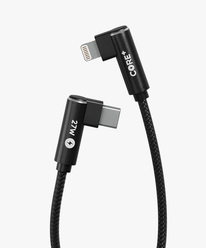 27W 8-Pin to USB-C 90° Braided Cable