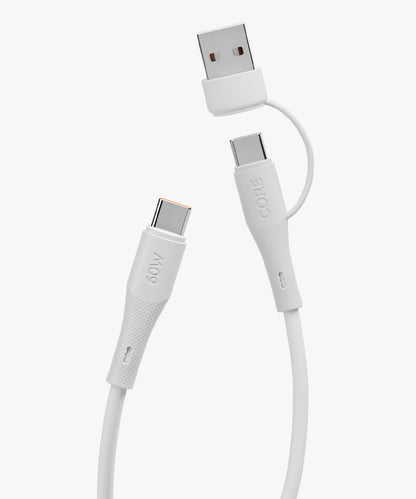 60W 2-in-1 USB-C to USB-A/C Cable