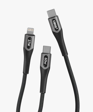 60W 2-in-1 USB-C/8-Pin to USB-C Braided Cable