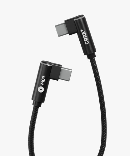 60W USB-C to USB-C 90° Braided Cable